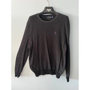 POLO Ralph Lauren Sweater Mens LG Textured Knit Crew Neck Thermal Pullover gray